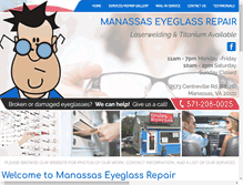 Tablet Screenshot of manassaseyeglassrepair.com